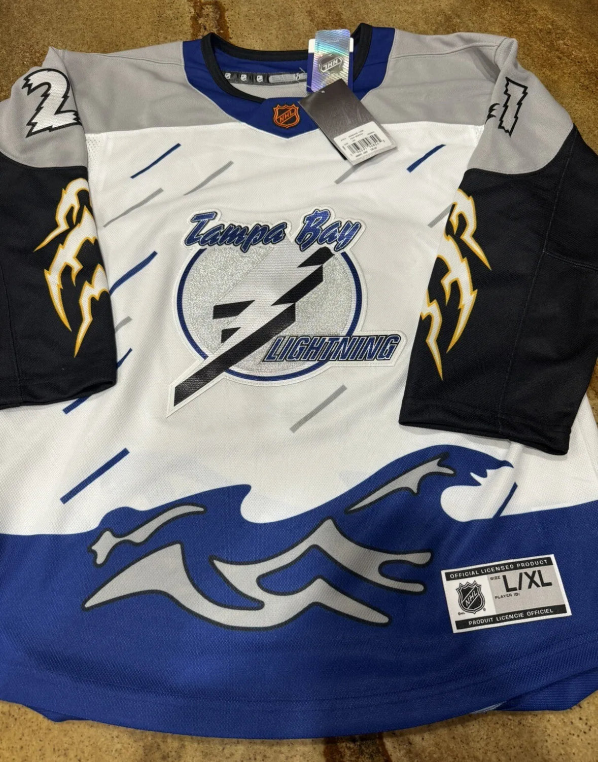 Bolts reverse, retro youth player jersey Tampa Bay