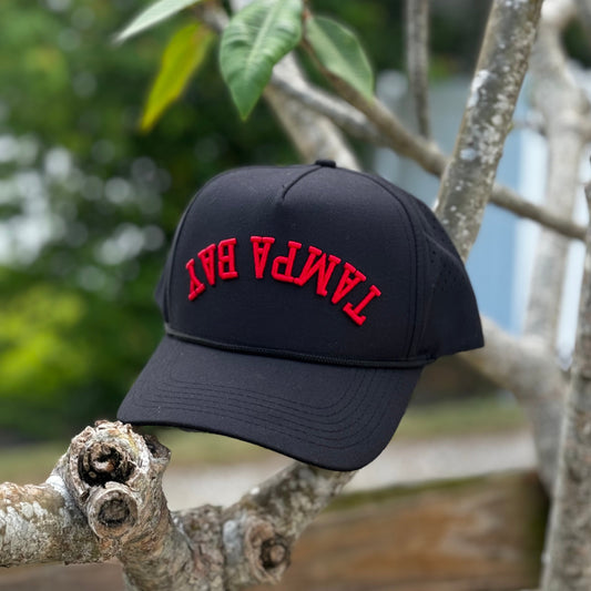 ....BRED UPSIDE DOWN TAMPA BAY LASER CUT CAP IN STOCK