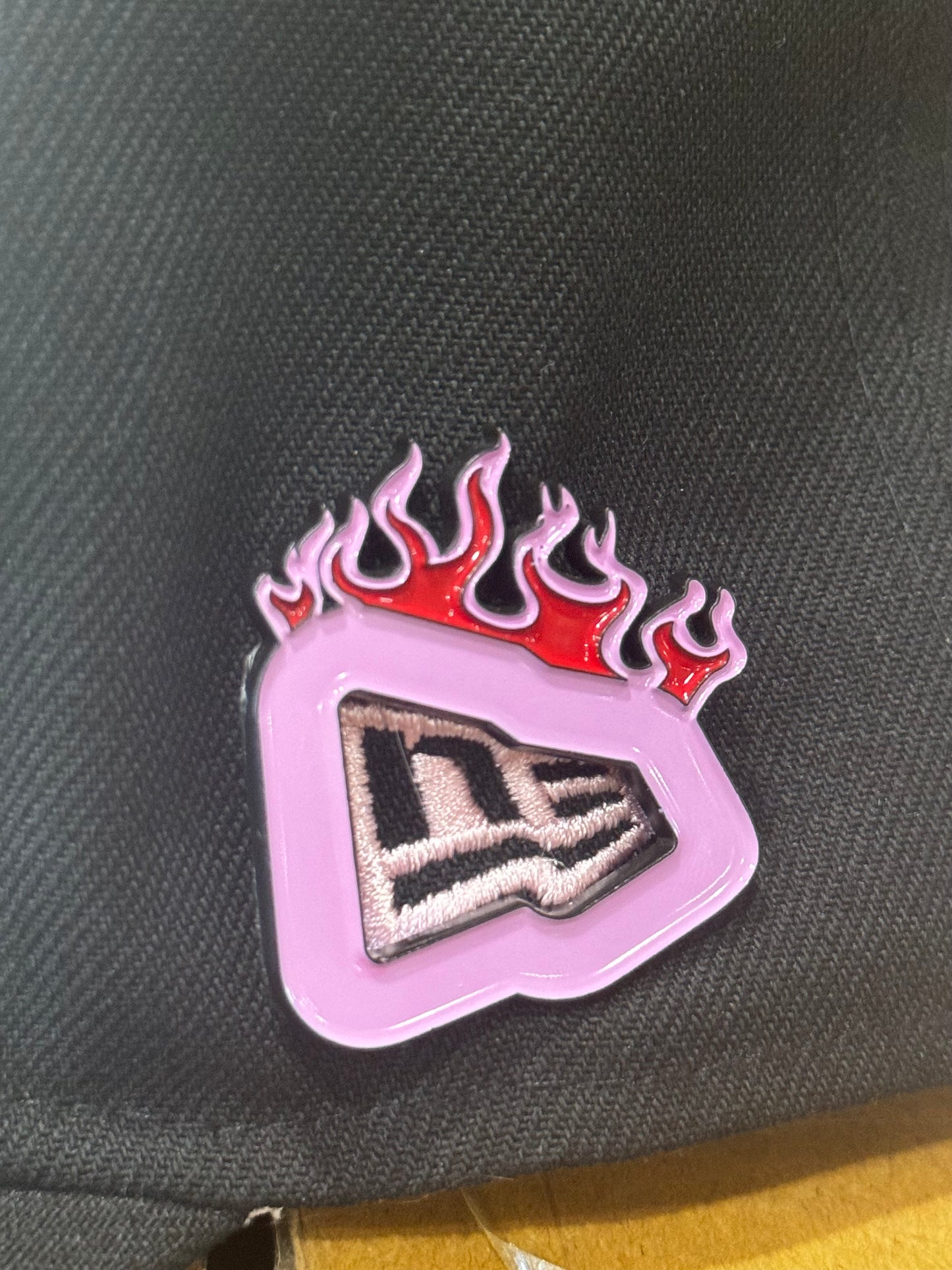 Pink Flames enamel hat pin