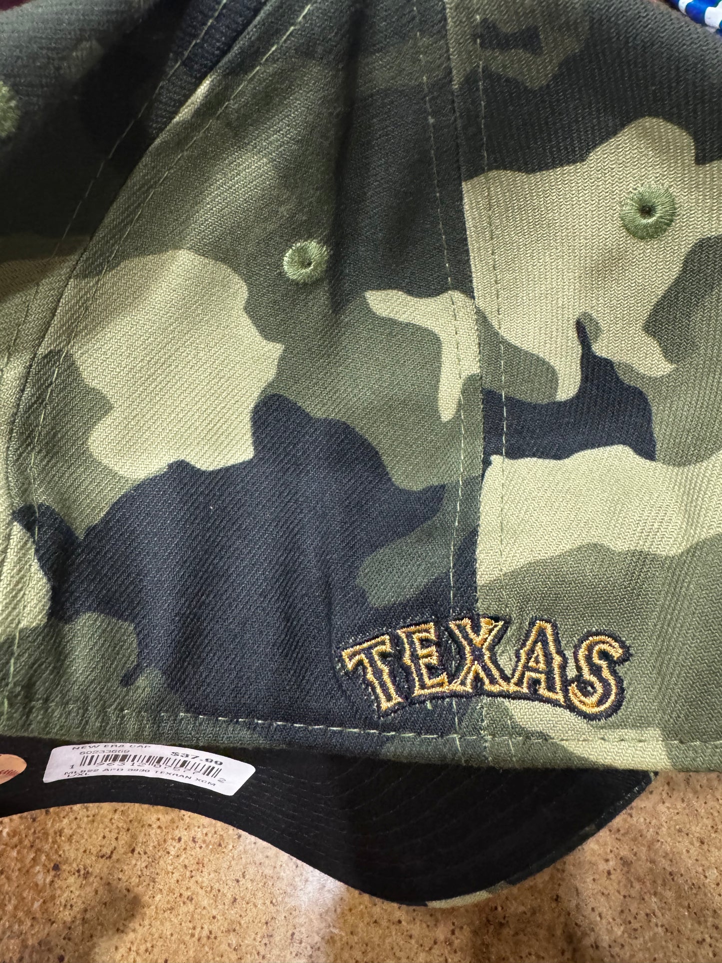 Texas Rangers Camo Salute New Era 39thirty cap